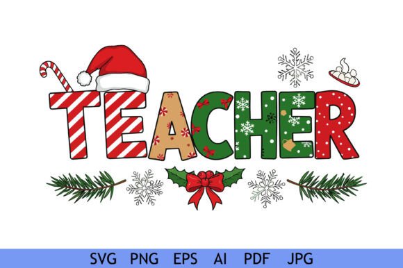 A Professional Look at Christmas Teacher Festive Word Art